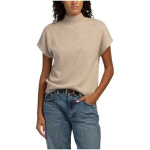 TAHARI Cashmere Mock Neck Short Sleeve Sweater